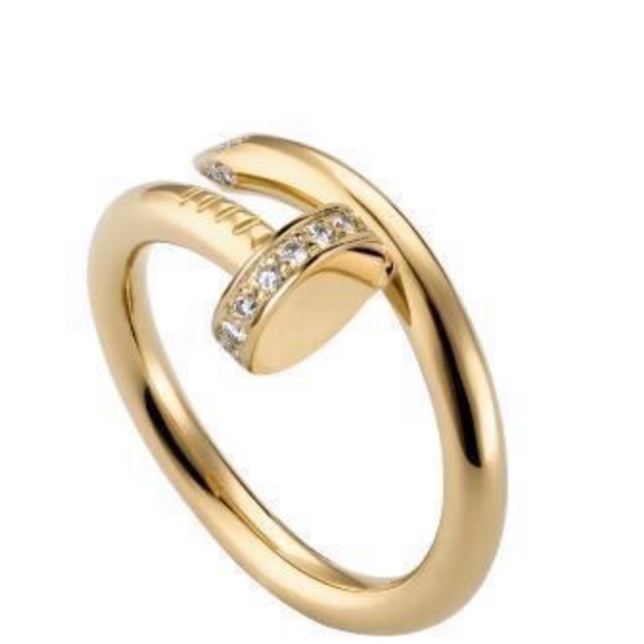 18k Gold Diamond Encrusted Nail Band Ring - Picture 3 of 6